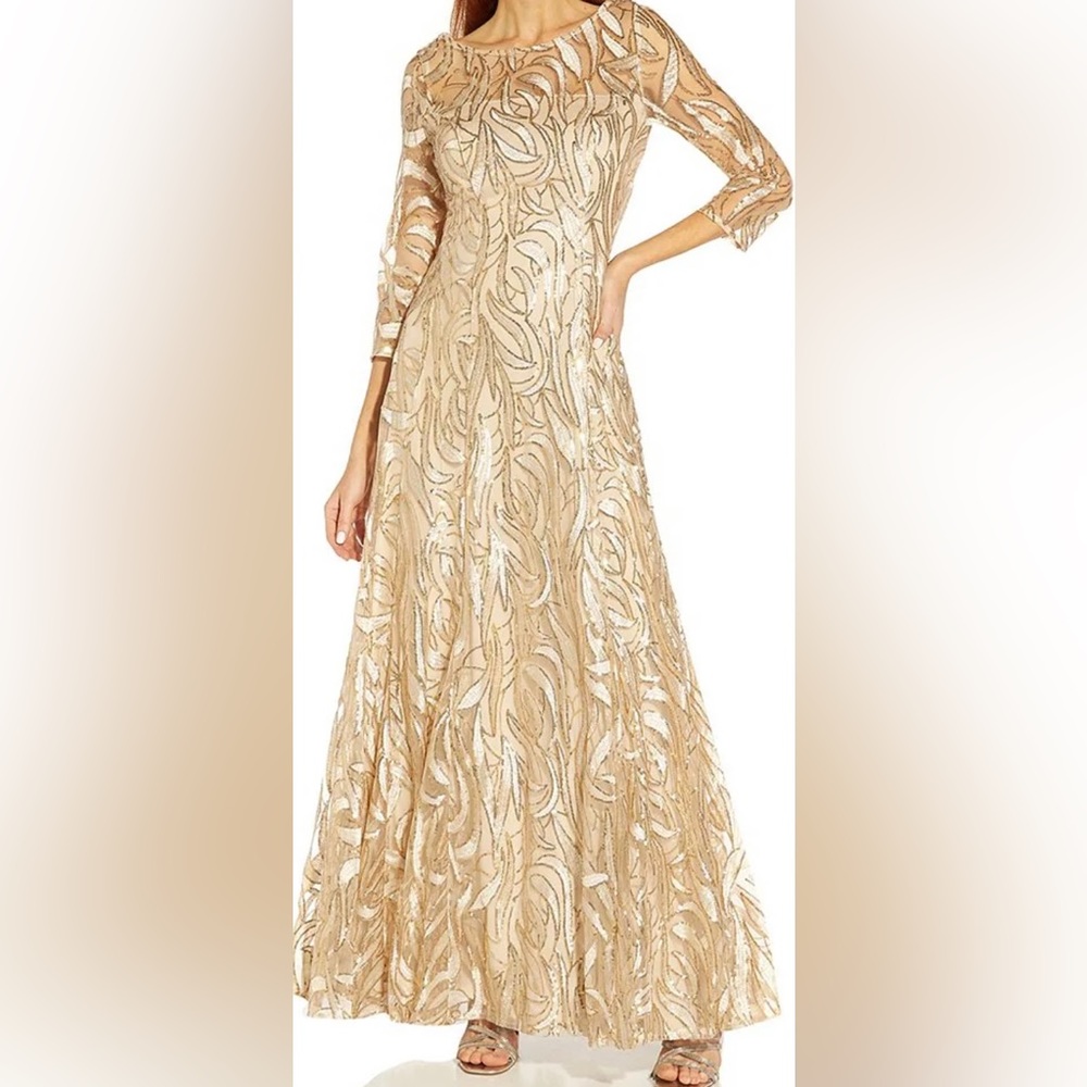 Beautiful gold sequined dress size 8 lightly used worn 1 night